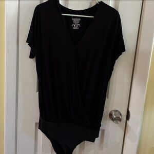 Grace & Lace Black Short Sleeve Wrap Top